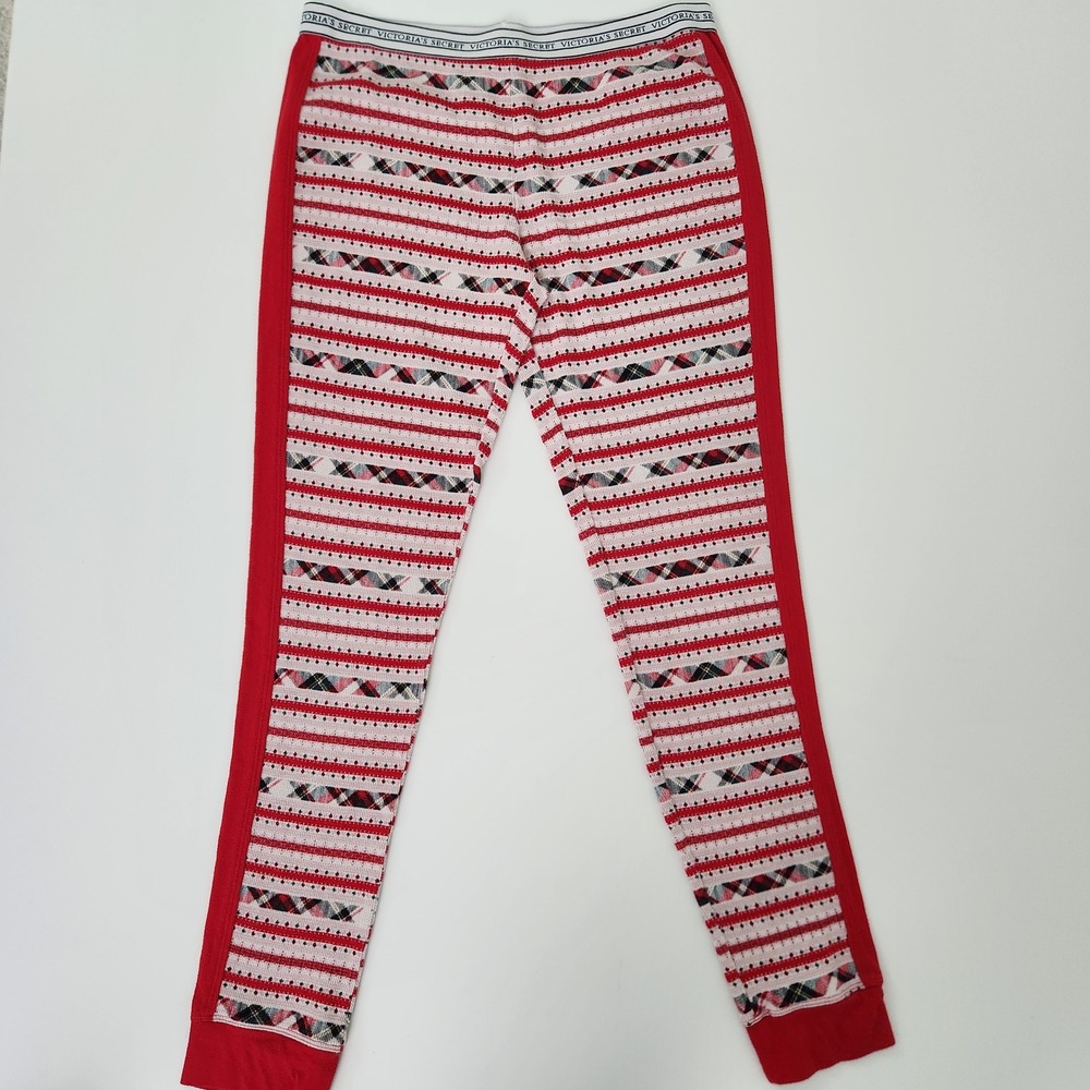 Victoria's Secret Red White Plaid Thermal Pajama Pants Joggers size M